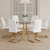 7-Piece Dining Set with Round Tempered Glass Table and 6 PU Armless Chairs - 3 of 4