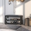 SEVOBAL 3-Tier Shoe Rack for Entryway Bamboo Shoe Bench with Cushion Padded Seat for Indoor Entrance Hallway Bedroom, Black, 26.87"*15.75"*21.26" - 2 of 4