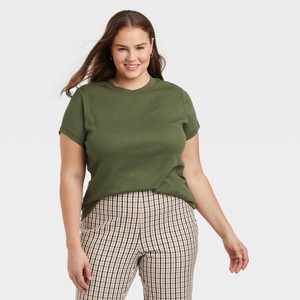 Women's Slim Fit Short Sleeve Ribbed T-Shirt - A New Day™ - 1 of 3