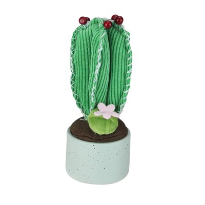 Northlight 7" Plush Cactus Artificial Potted Planter Table Top Decoration - Green/Gray