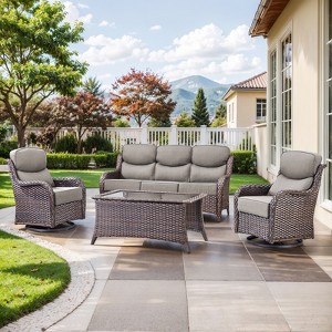 Gymojoy Outdoor Patio Sofa Chairs Coffee Table with Swivel Chairs for Garden  Yard - 1 of 4