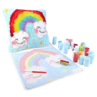 Bright Creations Rainbow Latch Hook Kit for Kids Beginners, Printed Canvas, Arts and Crafts