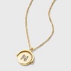 14K Gold Dipped Crystal and Mother of Pearl Circle Spinner Initial Necklace - A New Day™ - 4 of 4