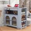 Kitchen Island, with Storage Rack, Drawers, Spice Rack & Towel Rack, for Dining, Kitchen & Barbecue - 3 of 4