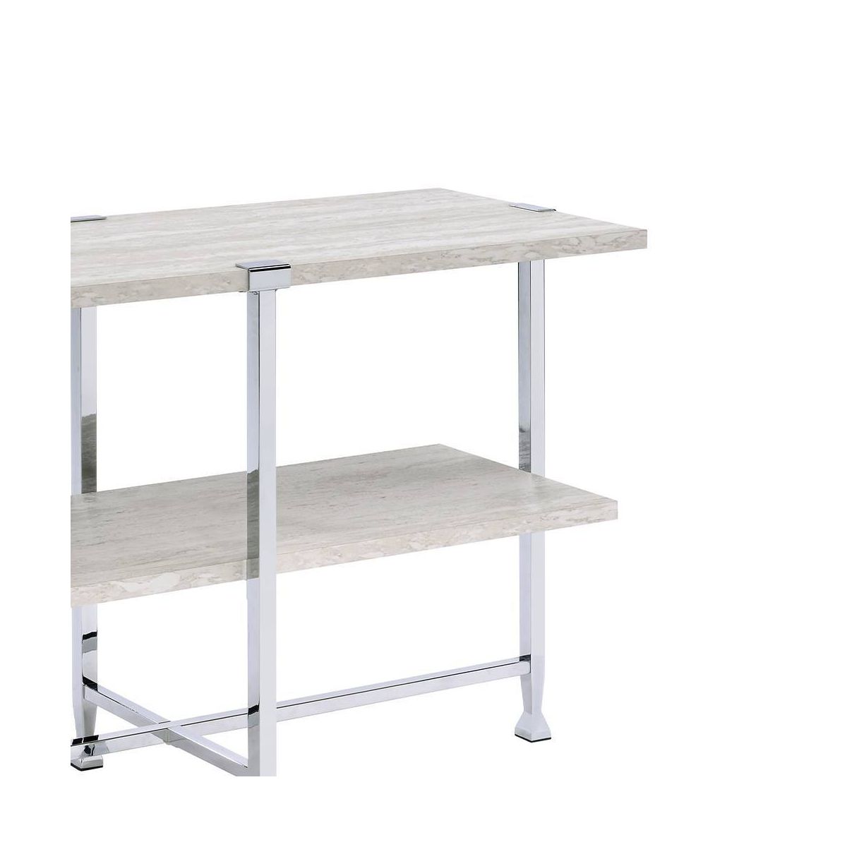Acme Furniture Brecon Console Table White Oak/Chrome Finish - thumbnail 5