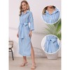 INSPIRE CHIC Women's Casual Turndown Collar Stripe 3/4 Sleeve Button Down Split Belted Midi Shift Dress - 2 of 4