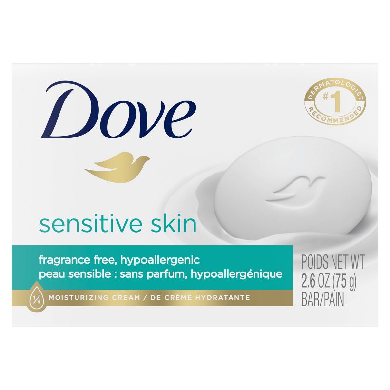 Dove Beauty Sensitive Skin Bar Soap - Unscented - Trial Size- 2.6oz, 1 of 9
