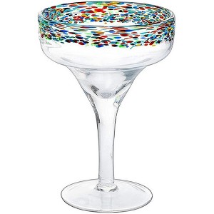 The Wine Savant Hand Blown Mexican Confetti Rimmed Margarita Glasses, Perfect Addition to Home Bar, Unique Style & Decor - 6 pk - 1 of 4