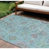 Teal Blue Taupe And Ivory Floral Washable Indoor Outdoor Area Rug - 2 of 4