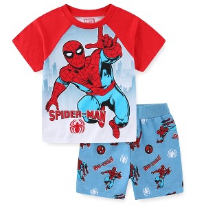 Marvel Spider-Man Boys Short Sleeve T-Shirt and French Terry Shorts Set for Toddler and Big Kids - 1 of 4
