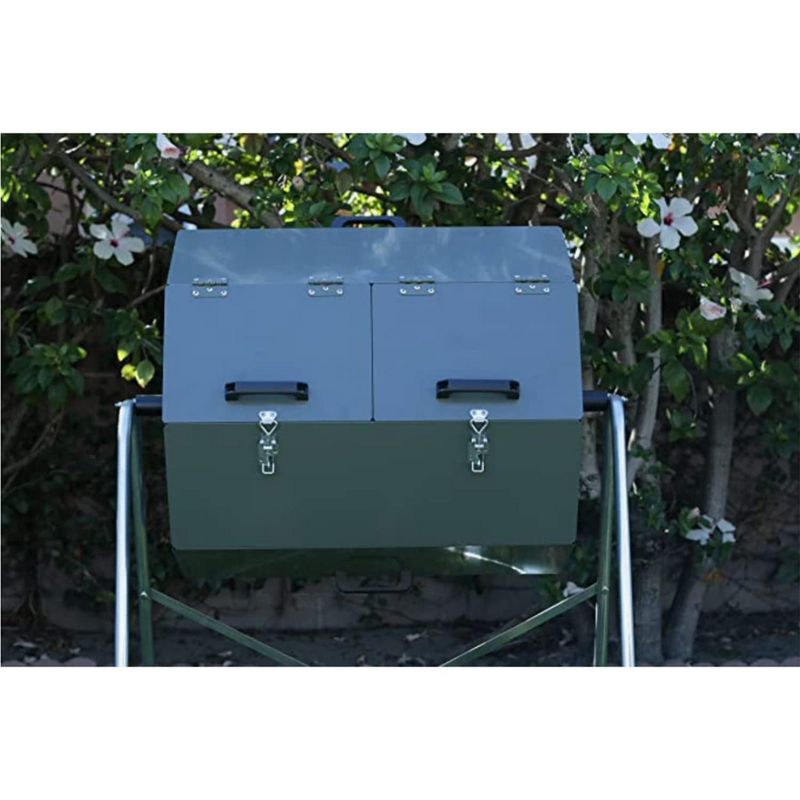 Jora Composter JK125 33 Gallon Dual Chamber Galvanized Steel Backyard Composter Tumbler Bin for High Temperature Outdoor Composting, Green, 4 of 6