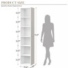aoxun Tall Narrow Bookshelf, 6-Tier Cube Display Rack, Modern Corner Bookshelf, Storage Cabinet for Home Office, Home Decorative Furniture, White - 3 of 4