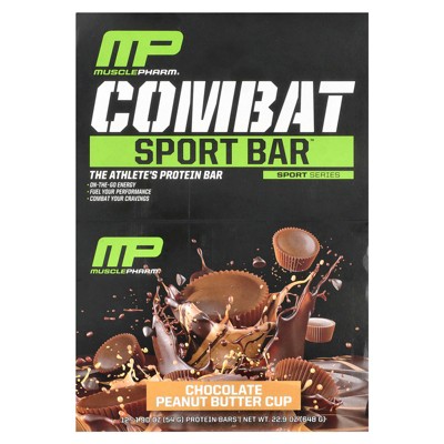 MusclePharm Combat Sport Bar™, Chocolate Peanut Butter Cup, 12 Bars, 1.9 oz (54 g) Each