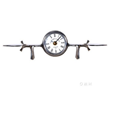 Decorative Airplane Clock 4.5" H – Hand-Cast Aluminum – Tabletop Accent By Old Modern Handicrafts