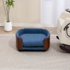 SEVOBAL Pet Beds Scandinavian Style Elevated Dog Sofa with Solid Wood Legs and Velvet Cushion for Living Room or Bedroom, Blue, 39.4"*27.6"*9.8" - 3 of 4