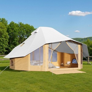 AMERLIFE Canvas Bell Tent for Camping, 4-Season Waterproof Glamping Tent with Stove Jack & Mesh Windows, Family Yurt Shelter for Outdoor, Parties - 1 of 4