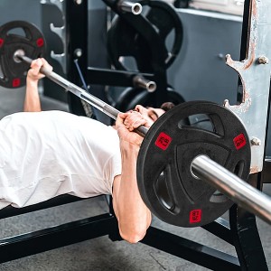 Weight Plates 2-Inch Rubber Coated Olympic Cast Iron Grip Plates Bumper Plates in Pairs or Single for Strength Training - 1 of 4