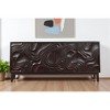 HomeRoots 80" Dark Brown Solid Wood Carved Abstract Sideboard with Four Doors - 2 of 4