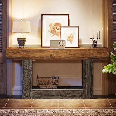 Hommoo 63" Farmhouse 2-Tier Console Table