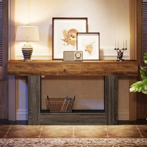 Hommoo 63" Farmhouse 2-Tier Console Table - 1 of 4