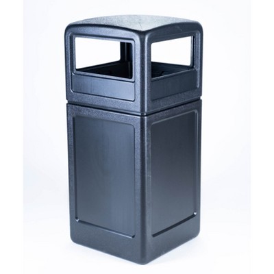 black garbage bin