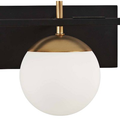 Autumn Gold & Weathered Black 3-Light Vanity with Etched Opal Shades