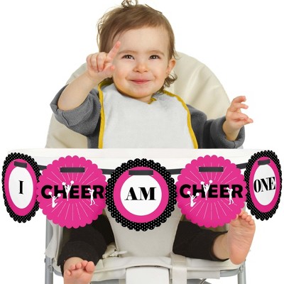 Big Dot of Happiness We've Got Spirit - Cheerleading 1st Birthday Highchair Decor - I Am One - First Birthday High Chair Banner