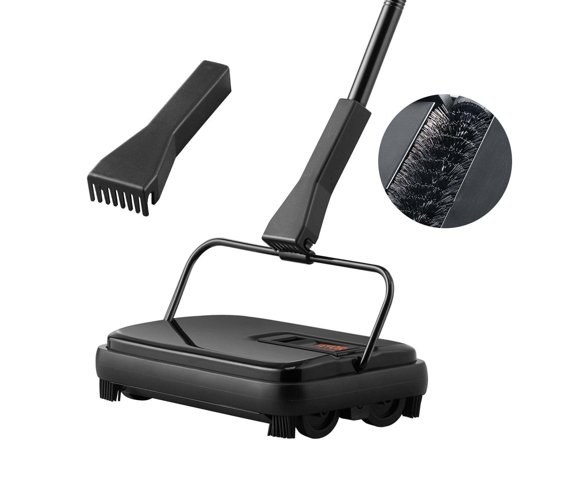 VEVOR Carpet Sweeper, 7.87 in Sweeping Paths, Floor Sweeper Manual Non Electric, 300 ml Dustbin Capacity with Comb for Home Office Rugs