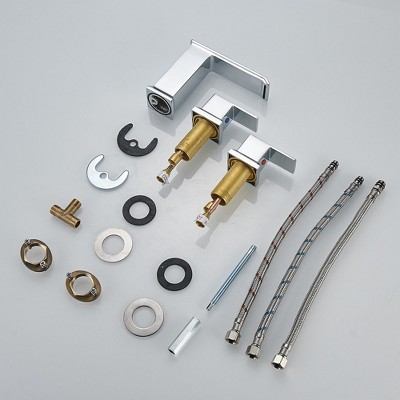 Chrome Waterfall Widespread 2-Handle Bathroom Faucet with Pop-Up Drain