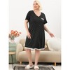 Agnes Orinda Women's Plus Size Pajamas Knit Lace Trim Polka Dots Short Sleeve Nightgowns - 3 of 4
