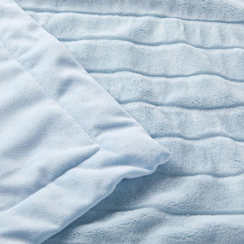 Faux Fur with Channel Carving Baby Blanket - Cloud Island&#8482; - Light Blue, 4 of 6