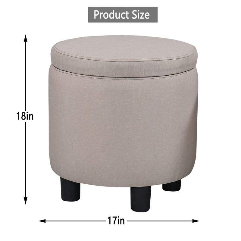 Home Decor Upholstered Round Fabric Tufted Footrest 1+1 Ottoman with Storage - ModernLuxe, 3 of 6