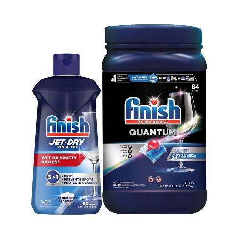 Finish Quantum Hardwater Dishwasher Detergent And Jet Dry Rinse Aid  Hardwater Protection Bundle - 24.25 Fl Oz : Target