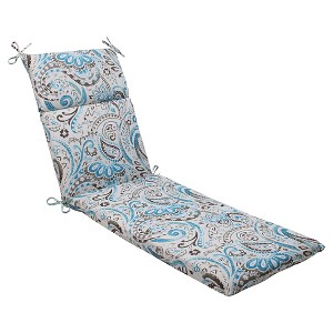 Outdoor Chaise Lounge Cushion - Gray/Turquoise Paisley