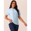 Seta T Women's Back Button Dressy Casual Ruffle Neck Summer Puff Sleeve Eyelet Tops - 3 of 4