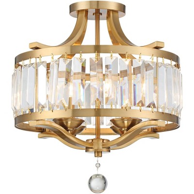 Possini Euro Design Lantico Modern Ceiling Light Semi Flush Mount Fixture  17 Wide Gold 3-Light Clear Glass for Bedroom Kitchen Living Room Hallway 