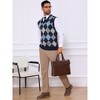 INSPIRE CHIC Men's Casual Sleeveless V-Neck Plaid Argyle Knit Sweater Vest - 2 of 4