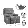 GustoWave Oversized Swivel Rocker Recliner Chair with Massage & Heat - Manual Fabric Lazy Boy Swivel Reclining Chair for Adults - 3 of 4