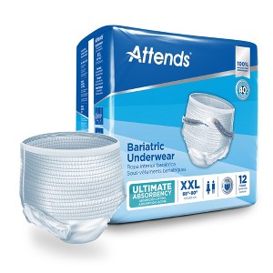 Attends Bariatric Underwear, Heavy Absorbency, Unisex, 2XL, 48 Count - 1 of 3