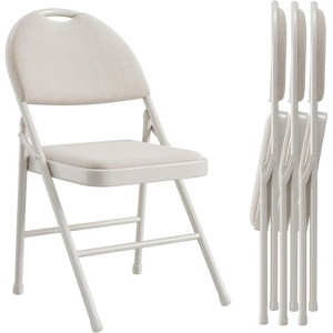 Metal Folding Chair with Cushion and Non-Slip Feet Pads, Linen Party Chairs, for Meeting Room, Dining Room - 1 of 4