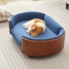 Elevated Dog Bed Pet Sofa with Solid Wood Legs and Bent Wood Back, Velvet Dog Bed with Removable Washable Cushion Cover - Cuddlewood - 3 of 4