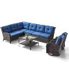 Belord 5PCS Outdoor Sectional Patio Furniture Set with Swivel Chairs, All Weather Wicker L Shape Outdoor Sectional Sofa Outdoor Conversation Set - 2 of 4