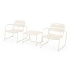 3-Piece Outdoor Patio Chat Set, Modern Slatted Chairs and Metal Side Table with Matte Black Finish, Balcony Conversation Seating -The Pop Home - 3 of 4