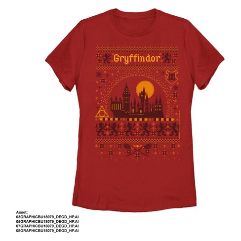 Women's Harry Potter Gryffindor Ugly Christmas Sweater Print T-Shirt - image 1 of 4