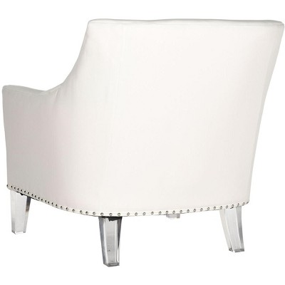 Modern Art Deco White Accent Chair with Transparent Legs