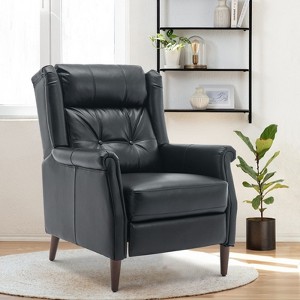 COLAMY Mid-Century Faux Leather Recliner Armchair – Tufted Pushback Lounge Chair for Living Room, Bedroom, or Reading Nook - 1 of 4