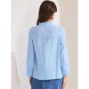 INSPIRE CHIC Women's Boho Hollow-Out Long Sleeve Ruffled Neck Cotton Button Down Shirt - 4 of 4