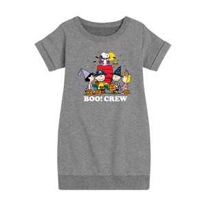 Girls' - Peanuts - Boo Crew Graphic Short Sleeve Fleece Dress - 1 of 4