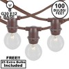 Novelty Lights 100 Feet Heavy Duty Light Strings and Sets with 100 In-Line E12 Sockets, Brown Wire PVC Stringer, 12" Spacing, Non-Connectable - 2 of 4