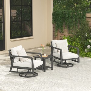 3 Piece Patio Furniture Dining Set, Cast Aluminum Dining Outdoor Chairs with Seat Cushions and Armrest for Outside Lawn, Garden, Backyard, Indoor - 1 of 4